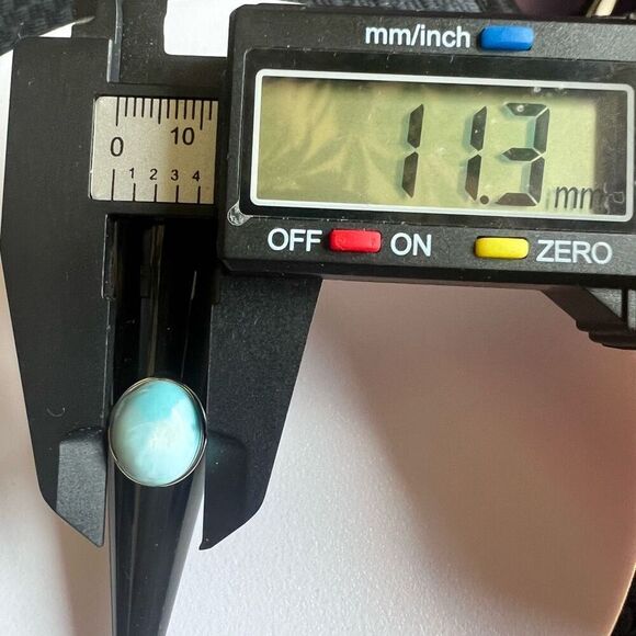 Larimar Crystal Oval Gemstone Ring Size 7 Adjustable (#3) - Picture 7 of 14